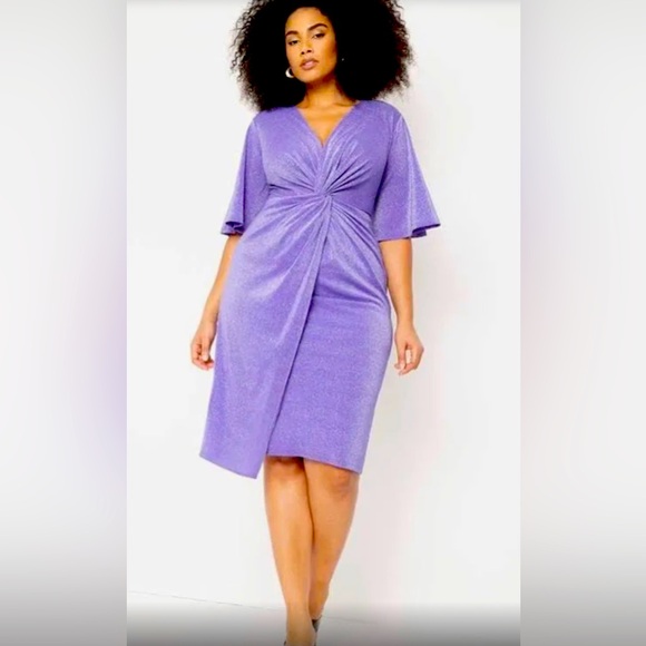 Eloquii Purple Sparkle Midi Dress Size 18 - Picture 4 of 4